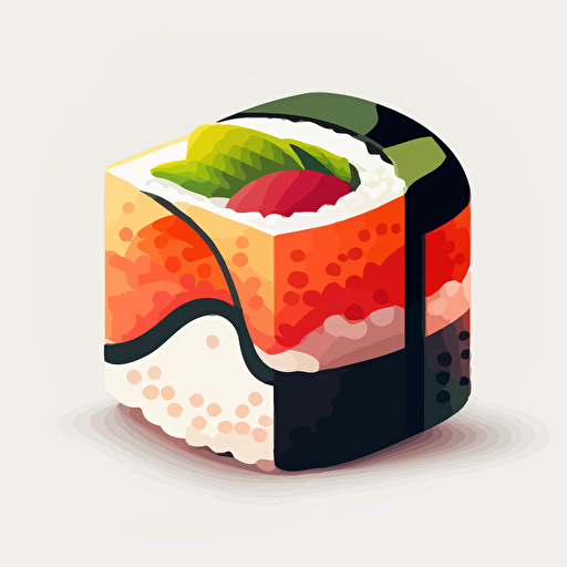 one sushi piece, vector art, white background