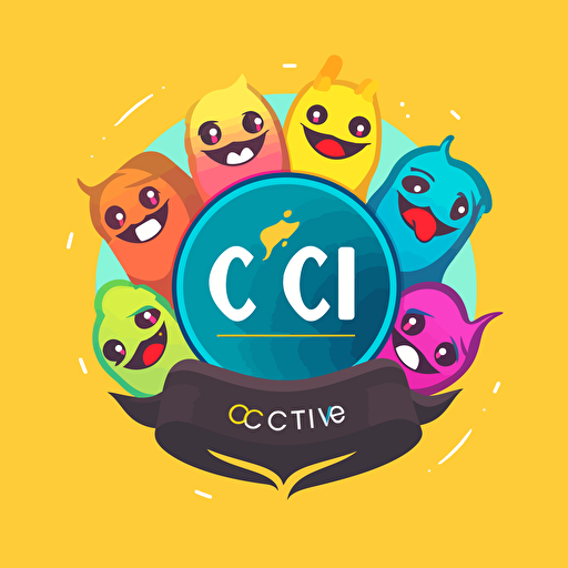a logo with a funny theme representing a chat group whose members are employees on the 4th floor of an organization called VCCI, creative, colorful, chit chatting style, vector logo