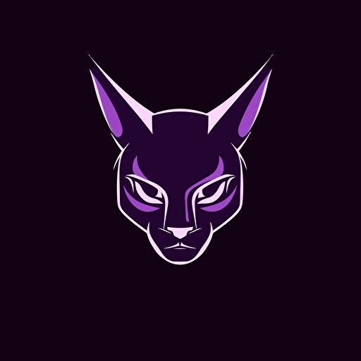 purple logo of black sphinx-cat, simple, vector, company logo