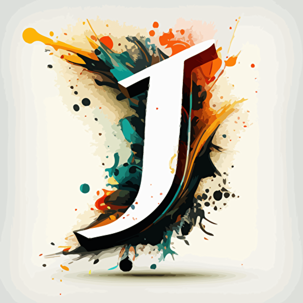 vector letter "J" with white background, colored