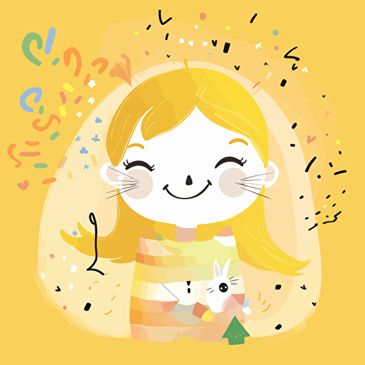 black,multicolor child illustration, big, vector, background white, cat, littlr cat, light yellow, smile, happy, joy, child 6144x6144