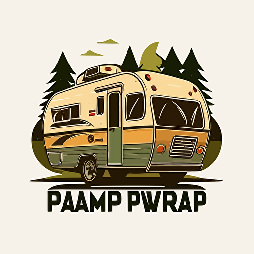 simple vector illustration of RV Camper, logo.