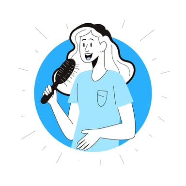 a woman brushing her hair