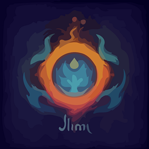 Djinn logo, icon, no text, vectorial , hyper colors, studio ghibli