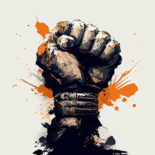 A vector art rendering of a fist wearing full-length gloves, with a gritty and textured look, front view