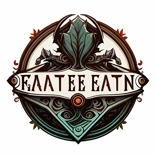 logo for a fantasy table top games, vector, plain white background, art noveau
