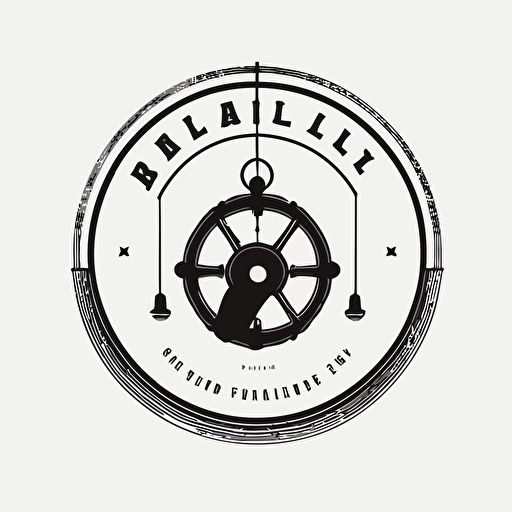 minimal restaurant logo of a pulley, black color, white background, vector