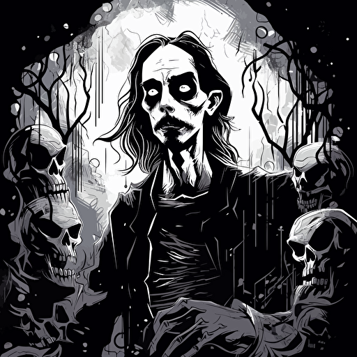 Doig from malcom , Drawing , Gothic, Black and white , Zombi , vector , with background
