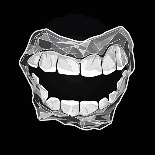 sticker, piece of gum, strong jaw, contour, vector, black background