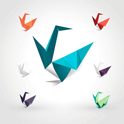 vector logo made simple shapes in paper crane ,2 color, abstrcat , paper,