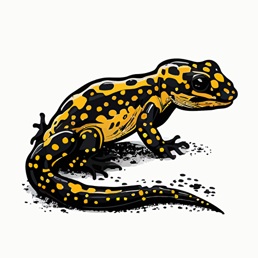 vector line logo of a black and yellow spotted salamander