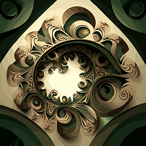 symbolic Vector in sepia, fractal, green tones