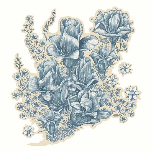 vector illustration of the state map of Texas with blue bonnet flowers inside