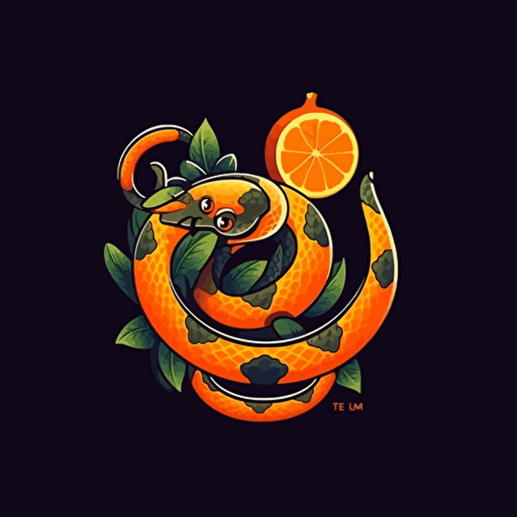 logo design, orange, pamplemouse, citron et serpent, vectoriel, 4h, hd