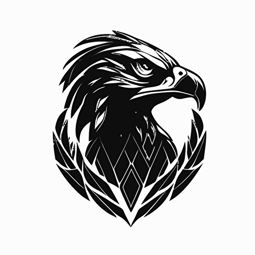 simple geometric mascot iconic logo of eagle with snake black vector, on white background