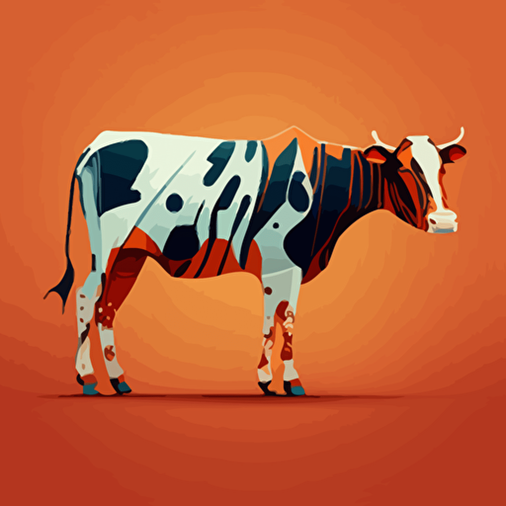 cow with tiger stripes, vector illustration style