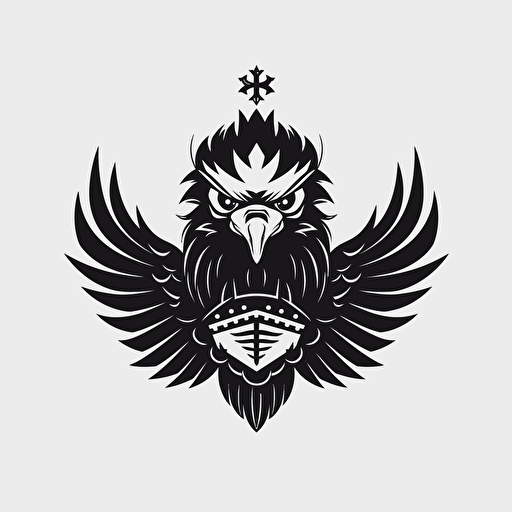 Eagle Shape, Crown, icon, simple, logo technique, comic vector illustration style, flat design, minimalist icon, flat, adobe illustrator, black and white, white background