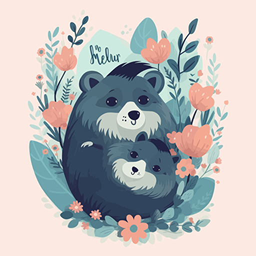 animal happy mother's day vector design