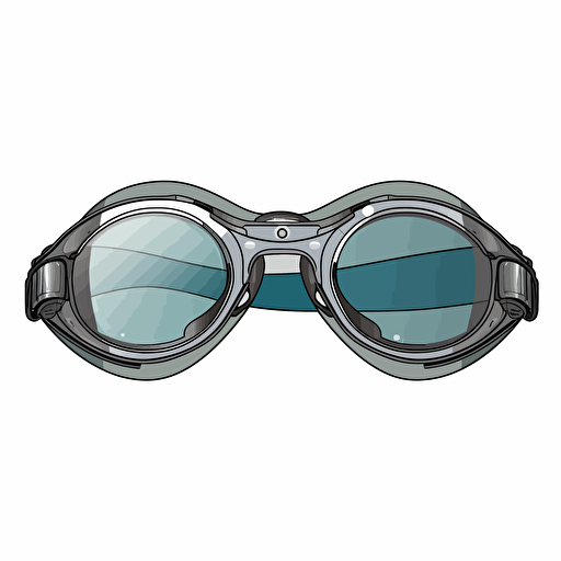 vector drawing of swim goggles, front view, mirror lenses, simplified