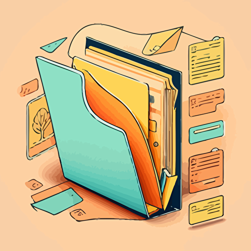 create a vector doodle illustration of documents folder