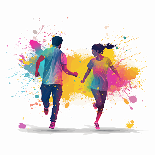 two vector people playing holi