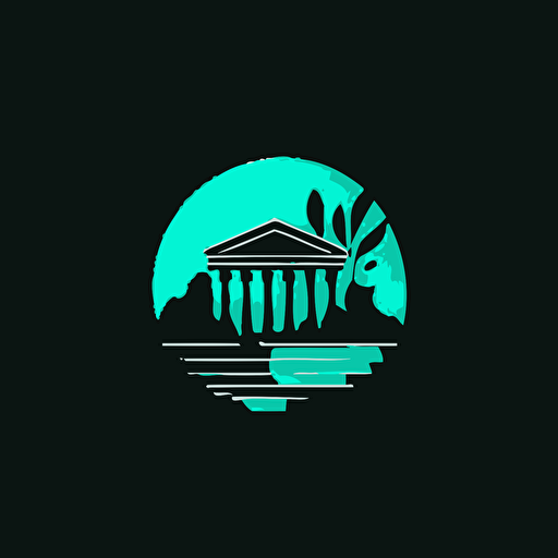 Create a vectorized modern abstract 2D minimalist logo for a brand that organizes Ephesus tours. It consists of turquoise and black colors.