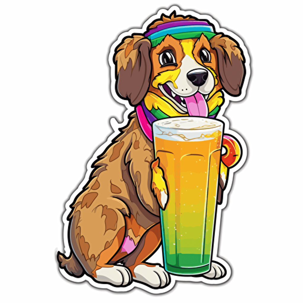 cute shepherd pub, lisa frank style, sticker, white background, contour vector, view from above, attention on detail and proportions