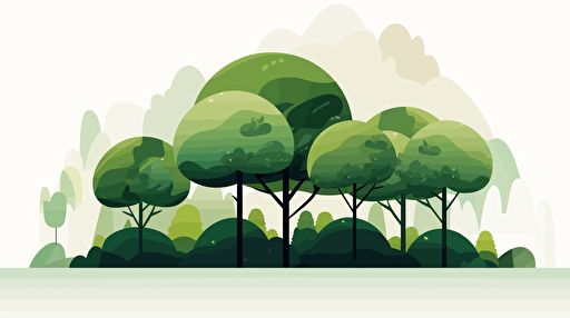 a simple stacked trees and nature illustration. Artsy flat vector illustration,. This visual incorporates the vibrant green colors . it must be a footer and the top of visual 2/3 must be white