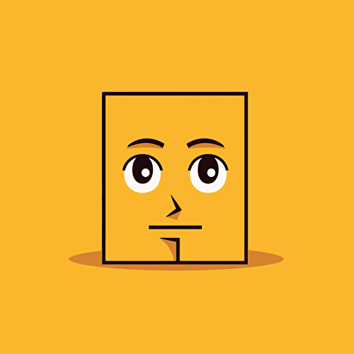 a simple cartoon cube covering human face in 2d vector