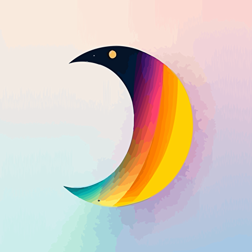flat vector logo of moon, gradient, F lettermark wrapped around moon, simple minimal, by Ivan Chermayeff