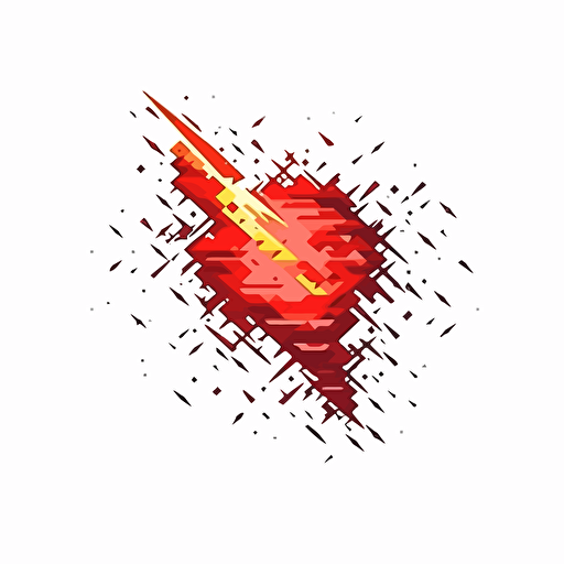 beating heart hit by a lightning logo white background vector pixelated art