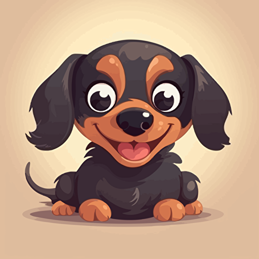 cute puppy dachshund, vector, puppy eye, happy, laughing