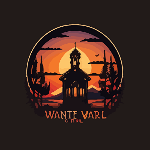 wait chapel sunset logo vector