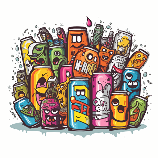 cartoon beer graffiti vector, no background