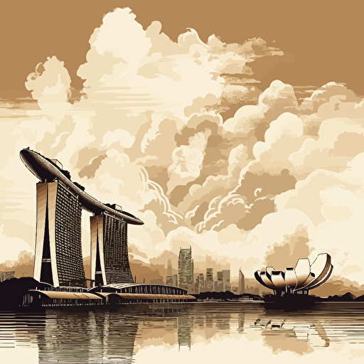 vector art marina bay sands singapore clouds