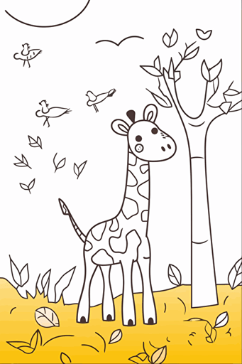 super minimalistic coloring drawing for kids using vector line and illustrator