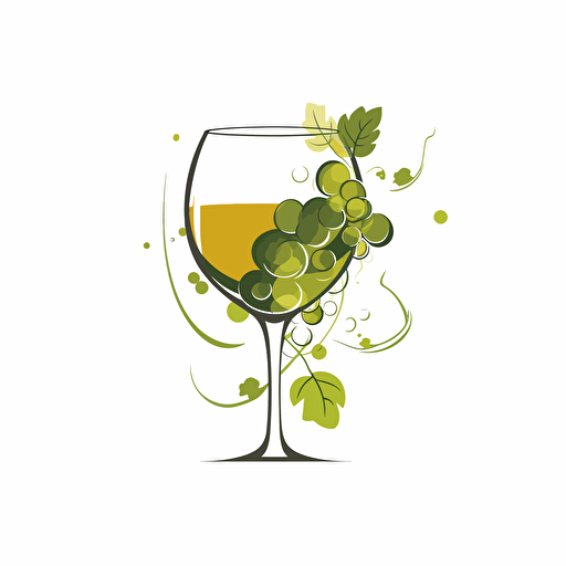 white wine, logo, simple, vector white background, modern, green
