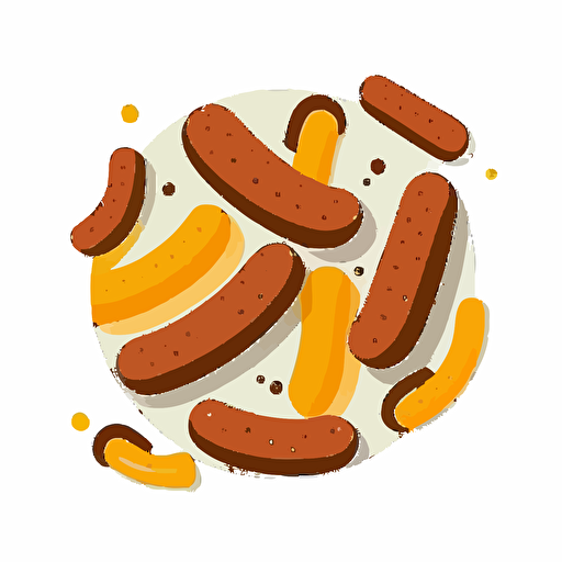 flat vector illustration of sausages a white background