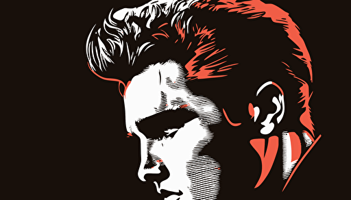 retro art style of Elvis Presley, minimalistic, vector, contour