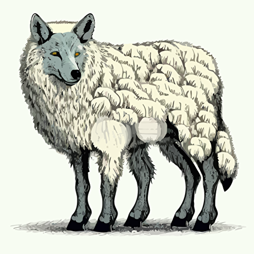 wolves are in sheep's wool , vector, illustration, full color, hd, cartoon, contour, white background