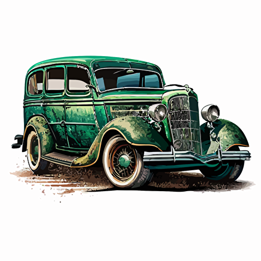 old timer car, vector style, ultra detailed, hypercolor, white background
