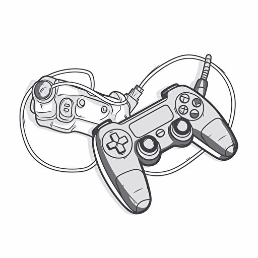 vector illustration of gamepad and cable