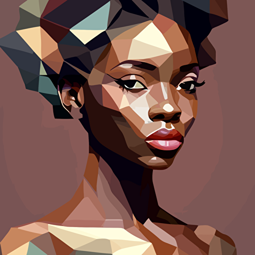 flat vector illustration low poly african american model looking at viewer