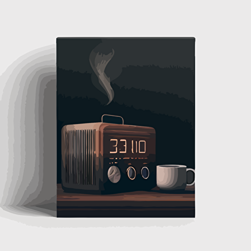 a nightstand with a small digital alarm. Modern. Moody. Vector