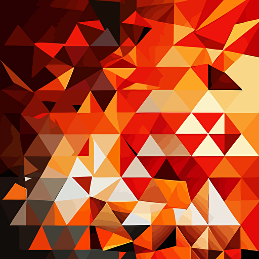 a geometric vector abstract pattern, red to orange hues, triangles and sharp corners throughout