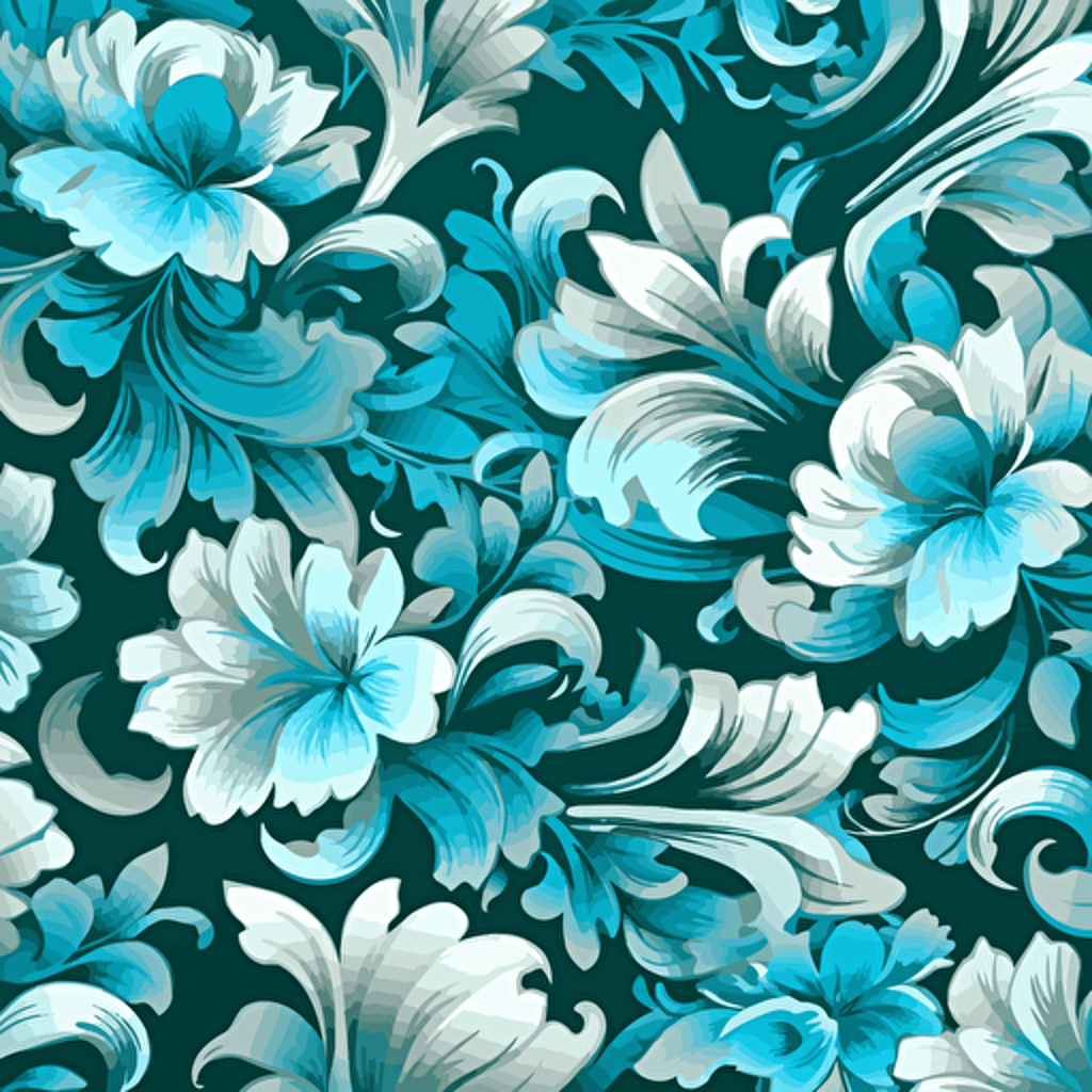 cyan and white floral vector pattern