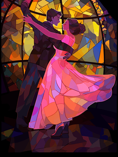 impressionism, beauty culture, visual design, latin music, stained glass, dancers,vector ,2d illustrator,