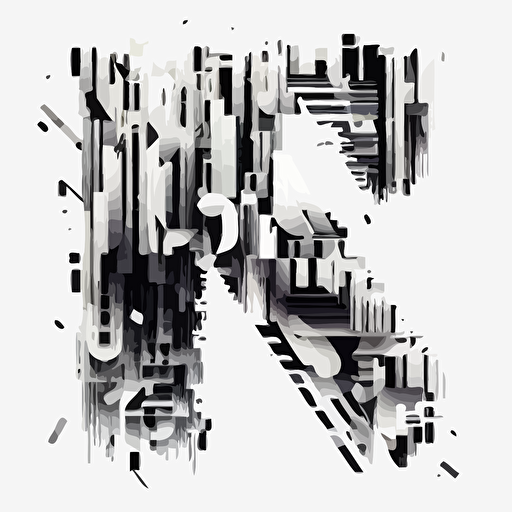 Glitchy, alphabet ,vector, white