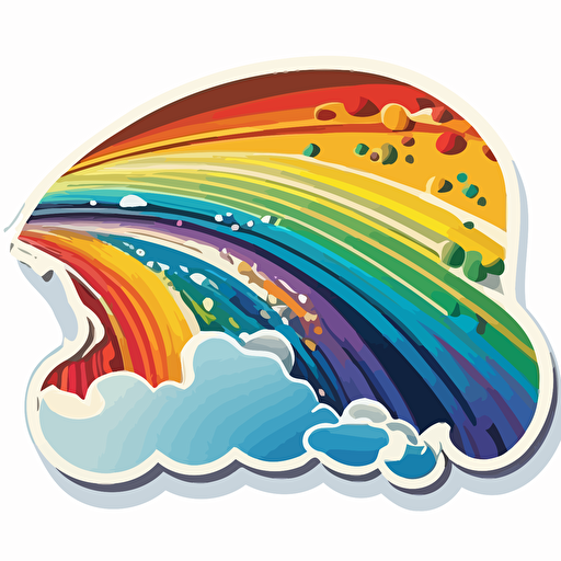 sticker vector design, rainbow shape, white outline, highly detailed