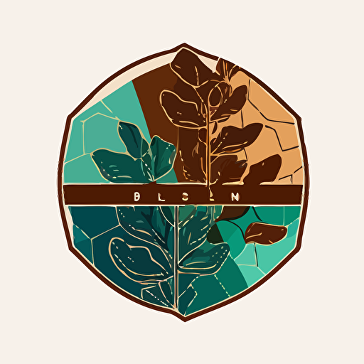 vector circular minimalist polygon logo for a soil plant atmosphere ecology laboratory, brown green and blue